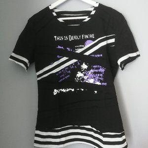 NWT GLP Club Gothic Lolita Punk black and white stripe tee J-fashion